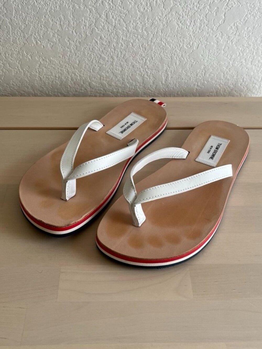 Thom Browne Leather Flip Flop Thong Sandals Made in Italy